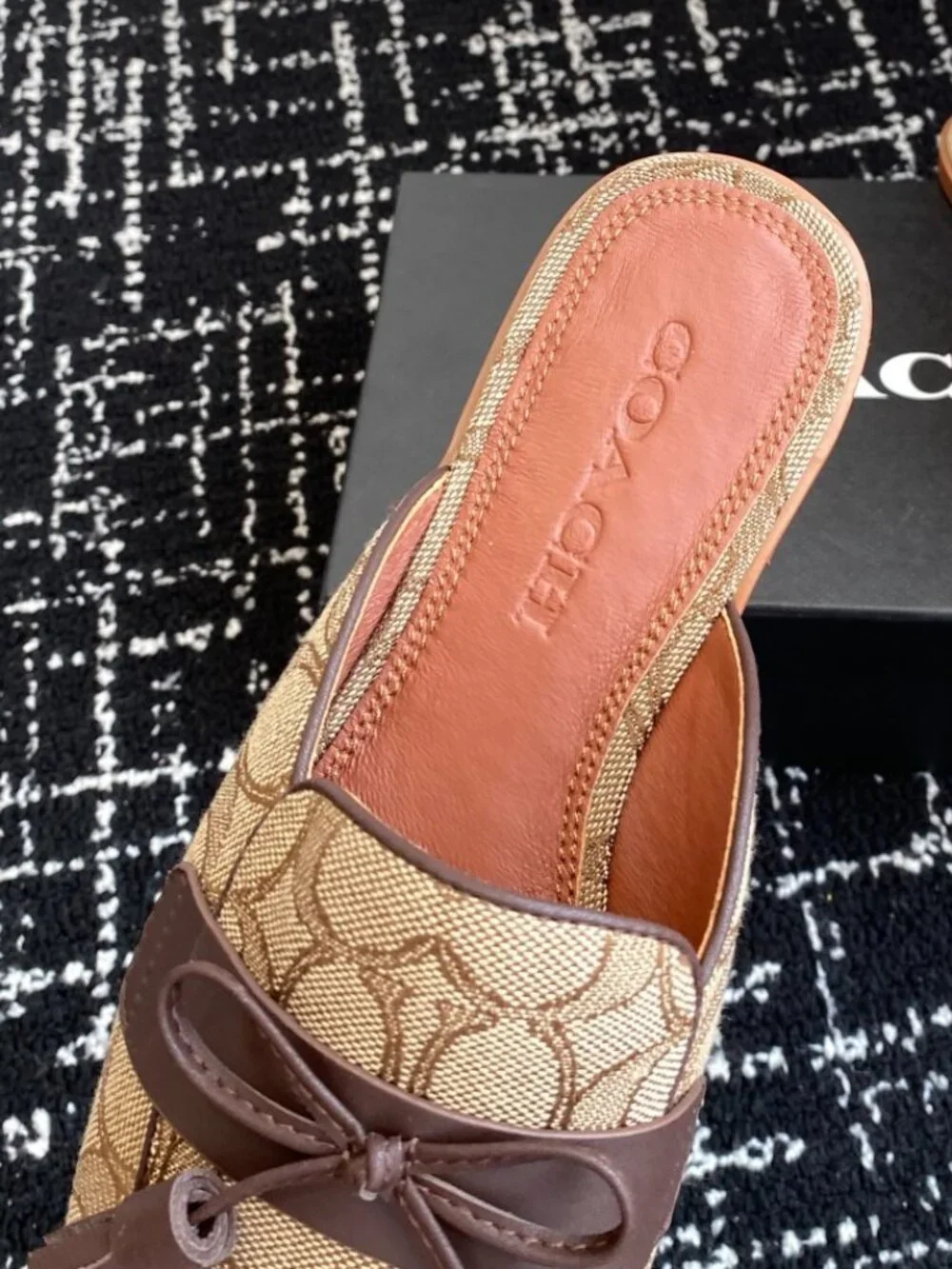 Coach Signature Canvas Tassel Mule Slides - Picture 4 of 5